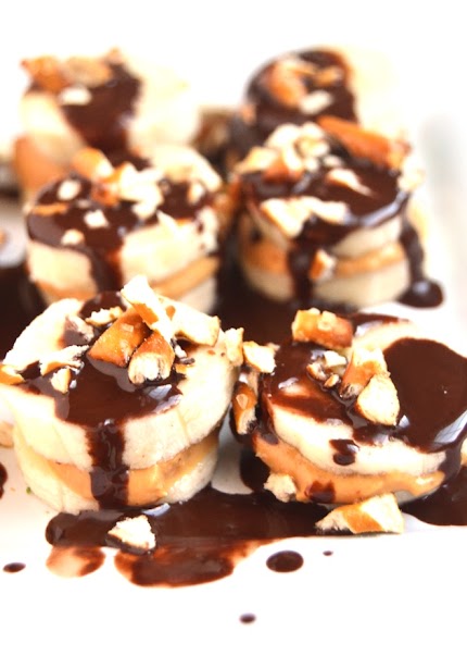 Chocolate Pretzel Peanut Butter Banana Bites