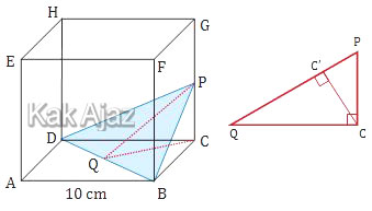 Jarak titik C ke bidang BPD, soal dimensi tiga matematika IPA UN 2019