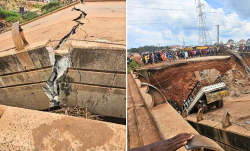 Photos: Bridge Collapses along Enugu-Port Harcourt Expressway 