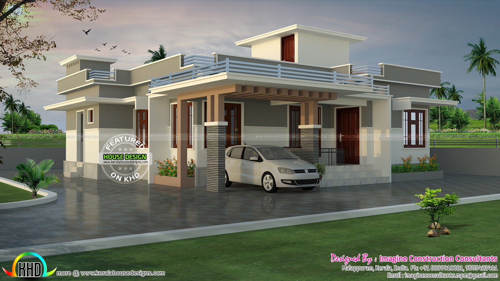 1200 sq ft Rs 18 lakhs cost estimated house  plan Kerala 