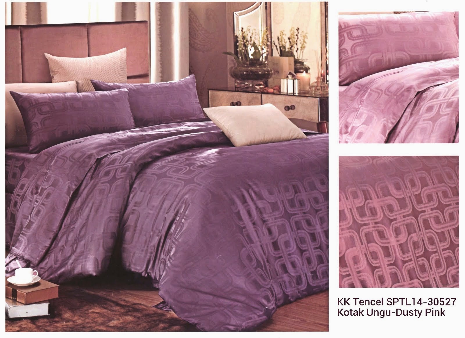 Sprei King Koil Tencel Motif Kotak Ungu Pink