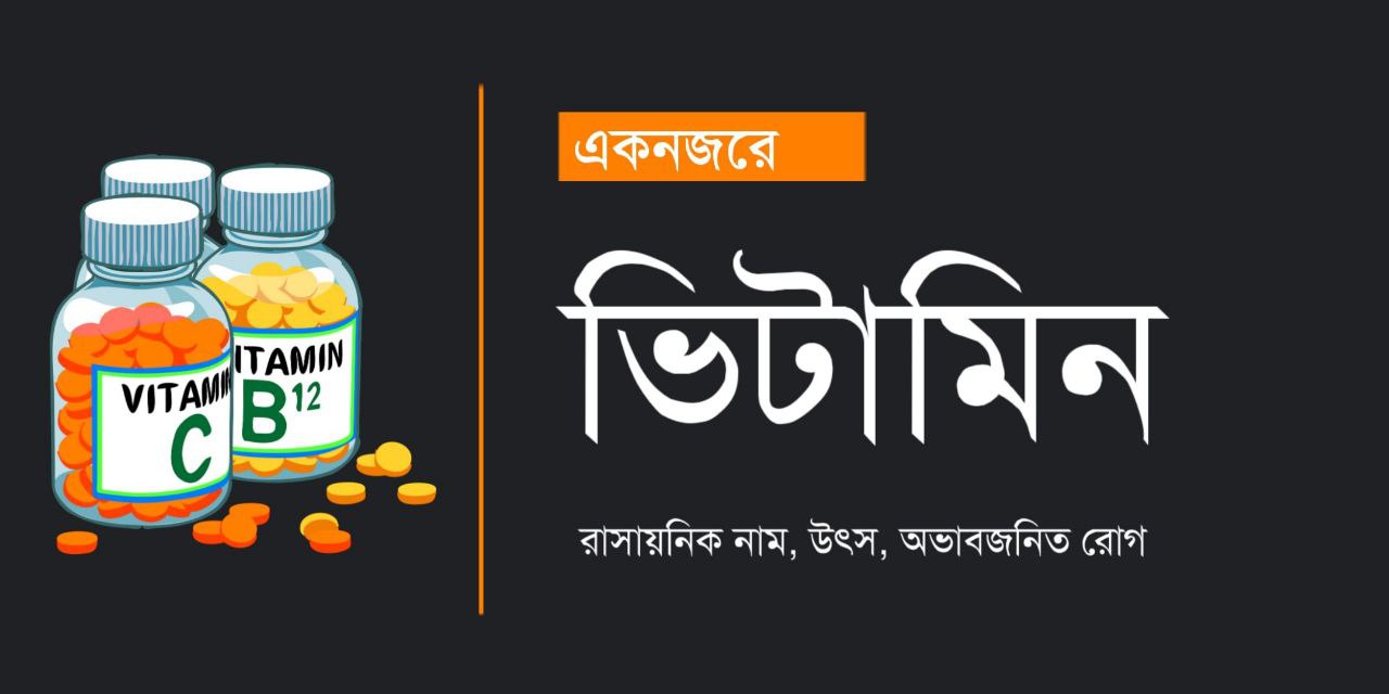 একনজরে ভিটামিন PDF | বিভিন্ন ভিটামিনের রাসায়নিক নাম, উৎস ও অভাবজনিত রোগ