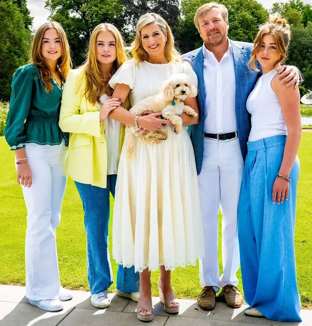 Queen Maxima in Tory Burch. Princess Alexia in Alice + Olivia. Princess Ariane in Ba&Sh. Princess Amalia in yellow blazer