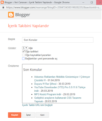 Blogger'a Son Konular Gadget'i Ekleme Nasıl Yapılır?