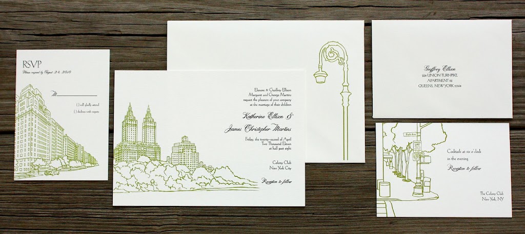 This wedding invitation features the famed 