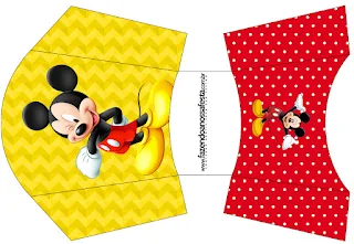 Mickey in Yellow, Zigzag and Red Background: Free Printable Boxes.