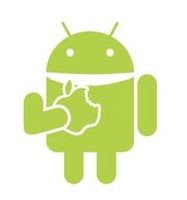 Logotipo de Android comiéndose a Apple