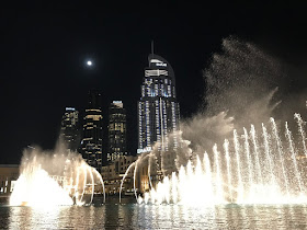 Dubai Mall fountains at night