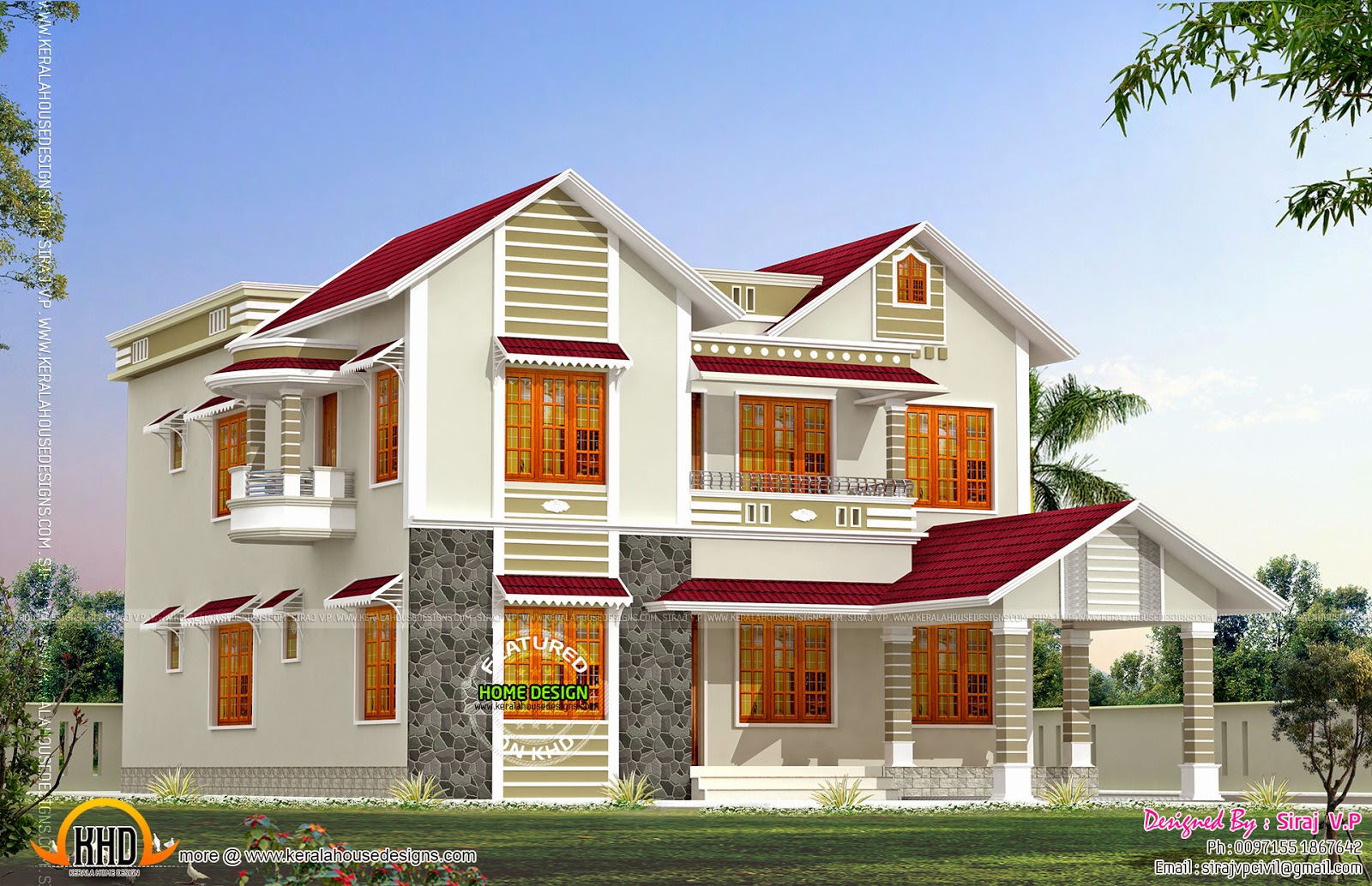 Front and side elevation of house Kerala home design and