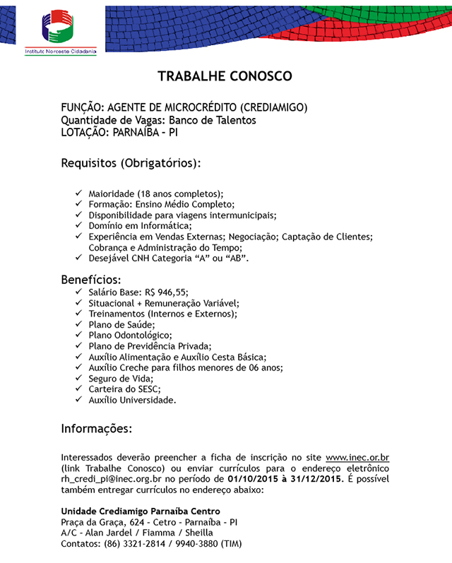 Excelente oportunidade de emprego