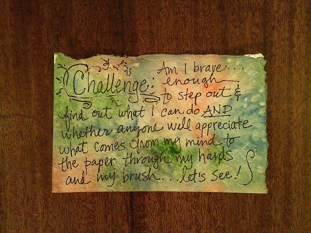 Index card #8, Challenge to myself, Christy Sheeler artist, watercolor, black and white pen on watercolor paper