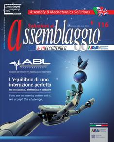 Assemblaggio 116 - Settembre & Ottobre 2016 | ISSN 1973-7254 | TRUE PDF | Bimestrale | Professionisti | Meccanica
Nata nel 1999, Assemblaggio è la rivista tecnica italiana che per prima ha saputo cogliere con sguardo attento l’importanza delle tecniche di montaggio nell’automazione industriale. Non solo descrizioni tecniche di apparecchiature e sistemi, ma articoli applicativi per toccare con mano la costante evoluzione di un mercato che richiede sempre più flessibilità, precisione e prestazioni elevate. Dalle linee di montaggio alle tavole rotanti, dai sistemi di visione ai robot, dalle soluzioni per l’handling ai pick & place fino alla movimentazione: sulle pagine di Assemblaggio, tutte le informazioni relative alle nuove tendenze per stare sempre al passo con i tempi.