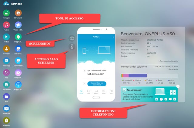 airmore app android e ios per connettere telefonino a computer