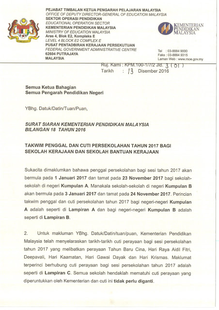 Surat Rasmi Cuti Perayaan - Rasmi O