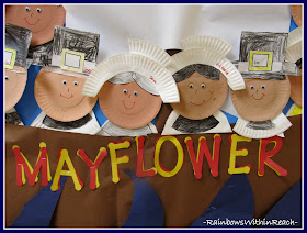 photo of: Close up of Pilgrims Created with Paper Plates via RainbowsWIthinReach