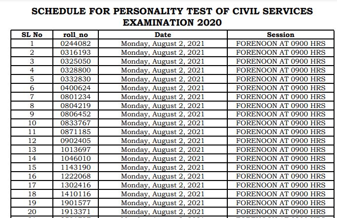 Civil Services (Main) Examination, 2020