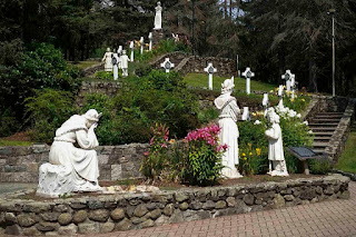  A path depicting the Marian apparition at the National Shrine of Our Lady of La Salette in Attleboro, Massachusetts