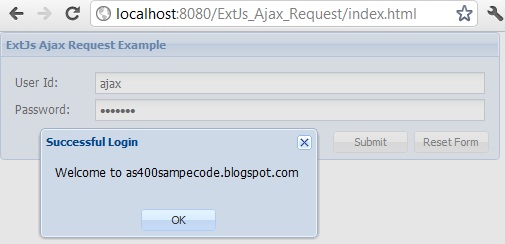 (1 request 0 p1 example 2) and example ExtJs 4 Java Request using Ajax Response