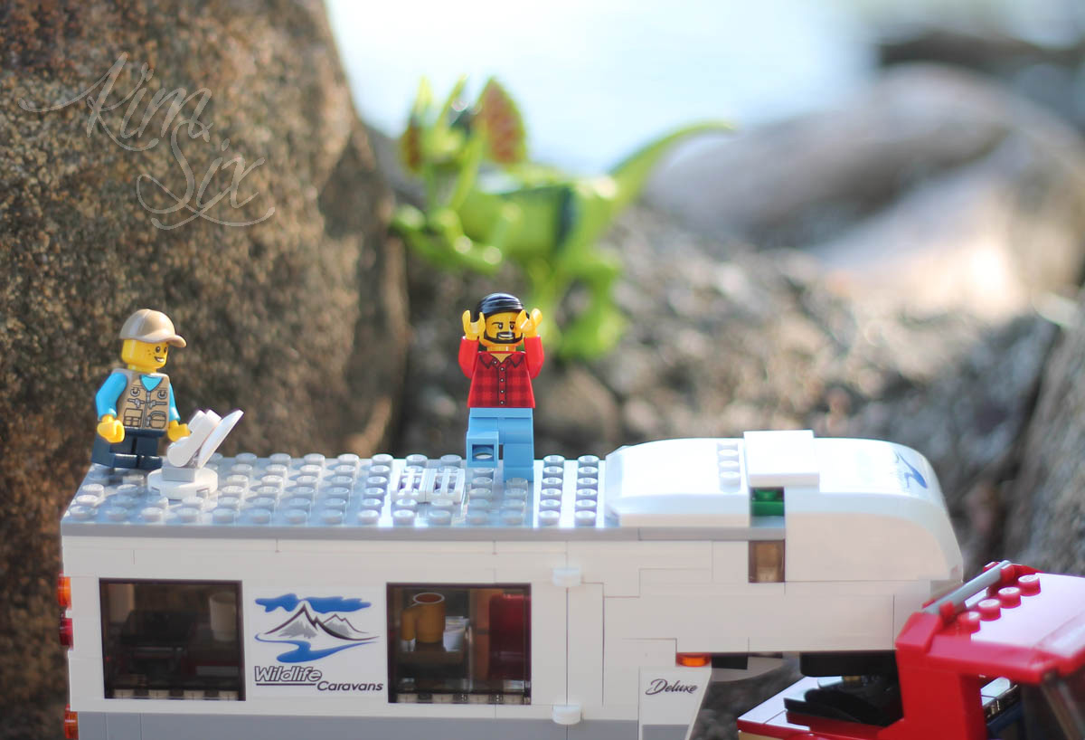 Velociraptor attacking lego mini figs