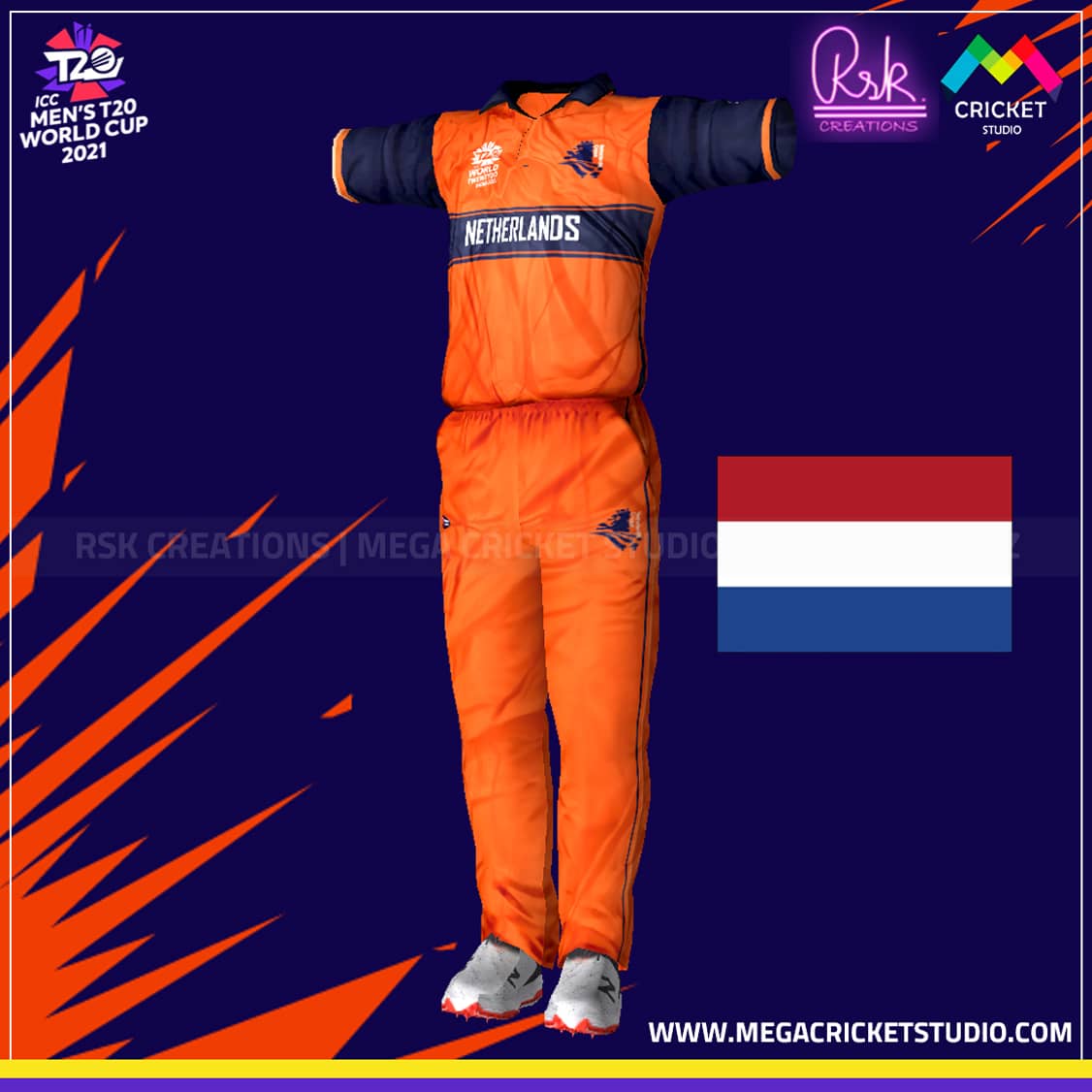 ICC T20 World Cup 2021 Netherland HD Kit for EA Sports Cricket 07