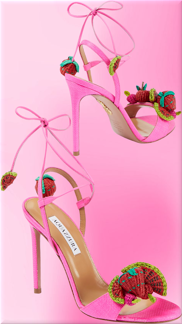 ♦Pink Aquazzura Strawberry Punch raffia sandals #brilliantluxury