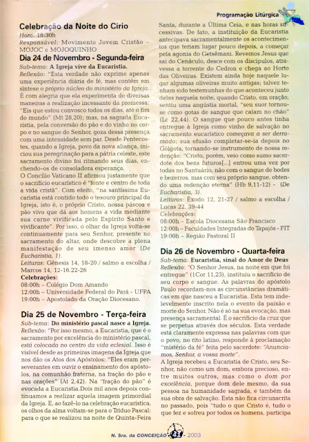 PROGRAMA DA FESTA DE NOSSA SENHORA DA CONCEIÇÃO – 2003 – Santarém – Pará - Brasil