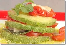 Parmigiana di zucchine, pomodorini e pecorino di fossa