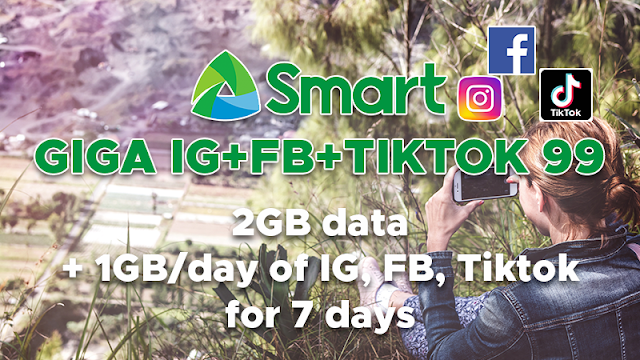 Smart Giga Stories 99 Promo: 2GB data + 1GB/day of IG, Facebook, TikTok for 7 days