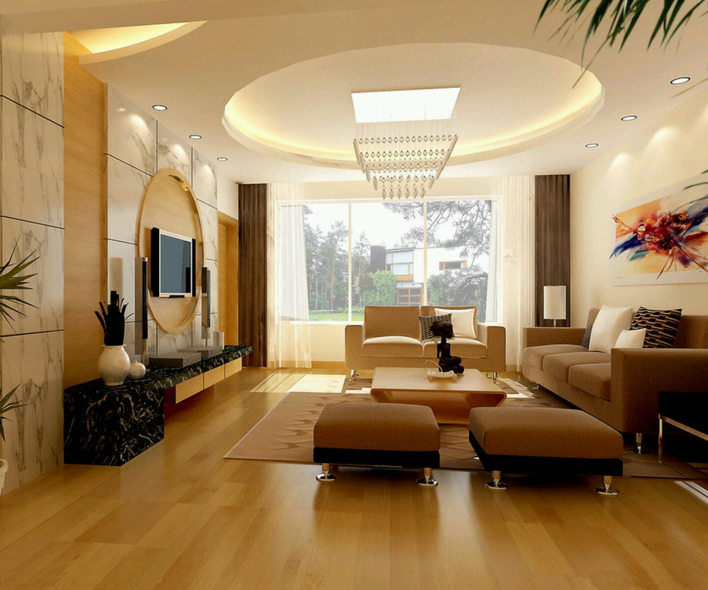 Modern interior decoration living rooms ceiling designs ...