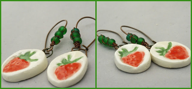 Rustic strawberry earrings by BayMoonDesign