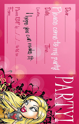 Party Invitations Printable on Bratz Coloring Pages  Bratz Printable Party Invitations