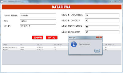 program crud java netbeans berhasil di jalankan!