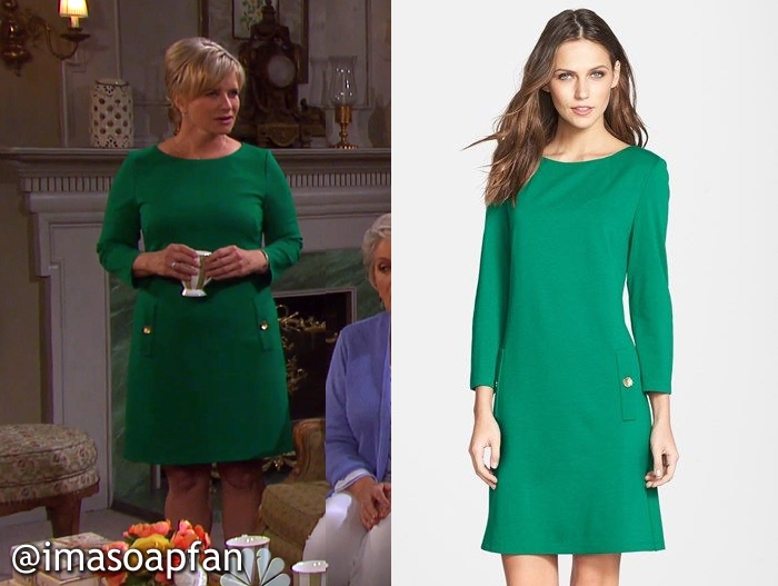 Kayla Brady's Kelly Green Ponte A-Line Shift Dress - Days of Our Lives, Season 51, Episode 08/25/16