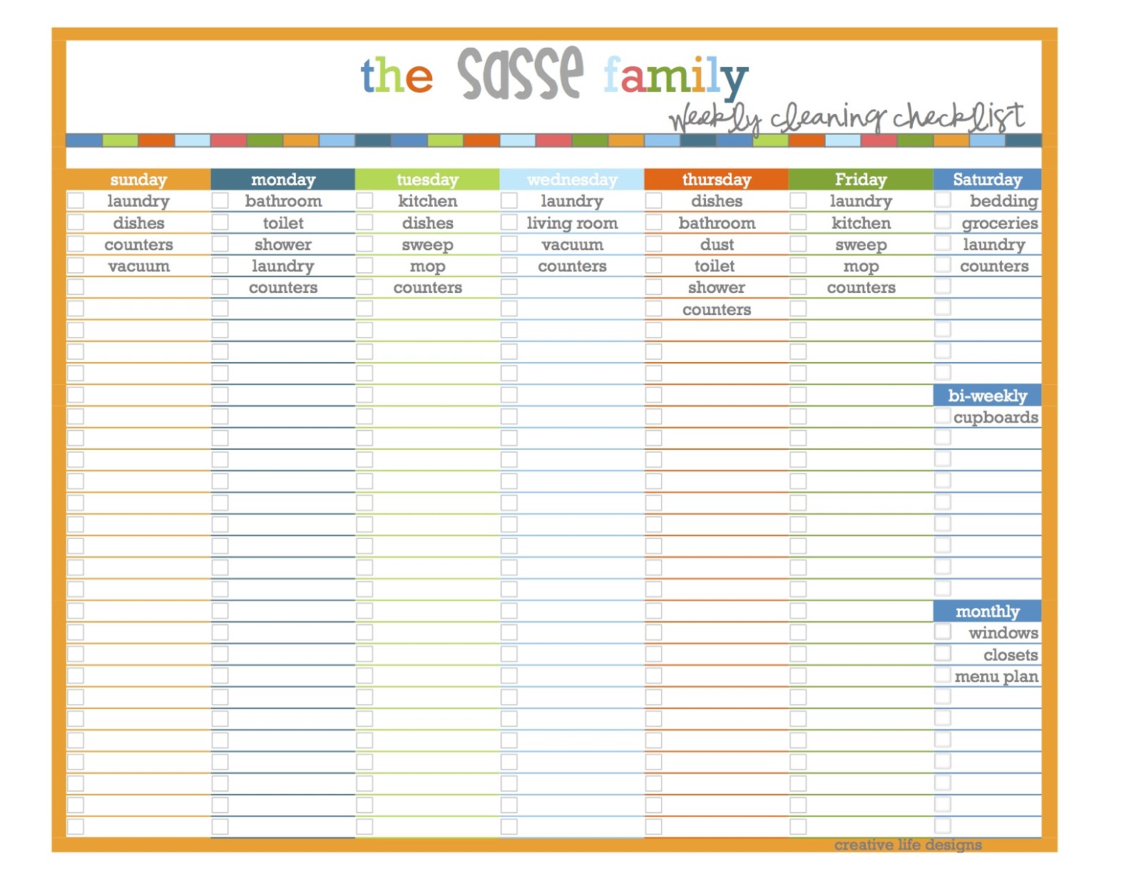 House Cleaning Checklist Daily Weekly Monthly