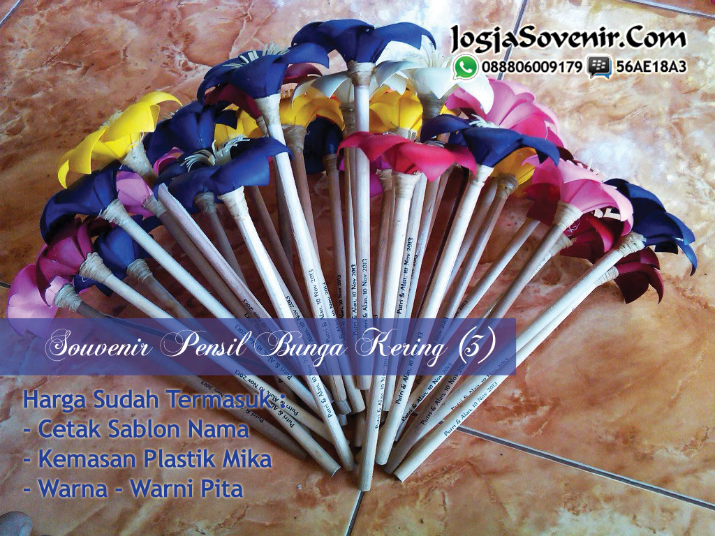 Jual Souvenir Pensil Bunga Kering