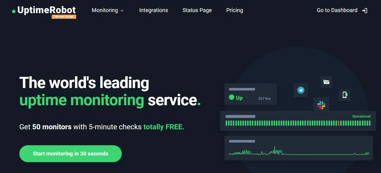 Uptime Robot - the world's leading uptime monitoring service