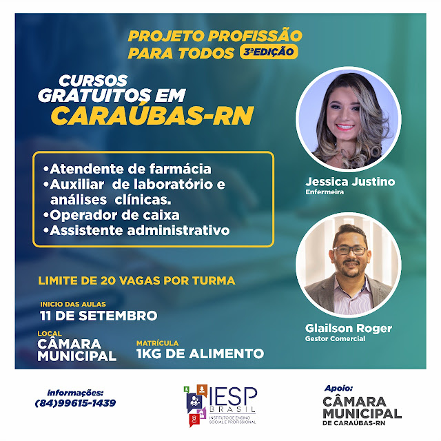 IESP Brasil em parceria com câmara de vereadores realiza curso gratuito em Caraúbas