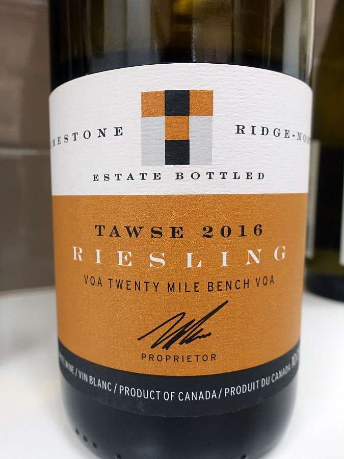Tawse Limestone Ridge-North Estate Bottled Riesling 2016 (91 pts)