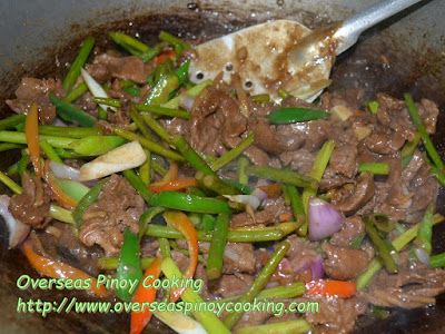 Beef with Garlic Stem Stirfry Cooking Procedure