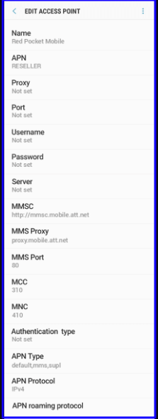Red Pocket Mobile 4G APN Settings