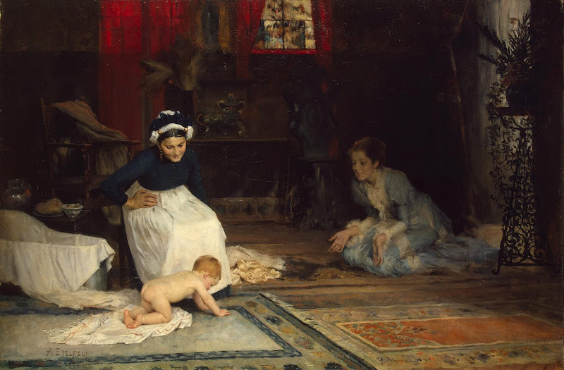 In the Nursery by Albert Edelfelt - Genre Paintings from Hermitage Museum