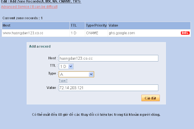 Hướng dẫn cài đặt tên miền Co.cc cho Blogspot