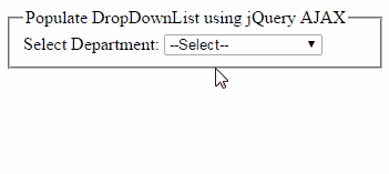 jQuery AJAX to bind Asp.Net DropDownList dynamically from Sql server database jQuery AJAX to bind Asp.Net DropDownList dynamically from Sql server database