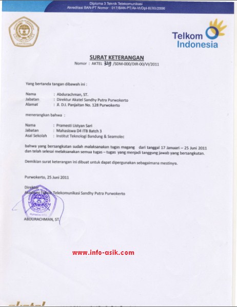 Contoh Surat Keterangan Magang Dari Perusahaan Surat | Share The ...