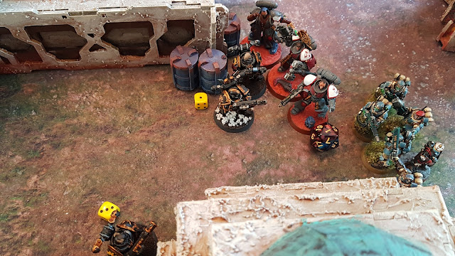 Warhammer 40k battle report - 2000 points - Primaris Vanguard, Militarum Tempestus, Grey Knights and Assassins vs Black Legion and Nurgle Daemons.