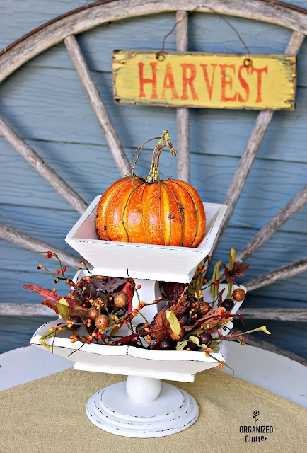 Fall Vignettes From A Rustic Covered Patio www.organizedclutter.net