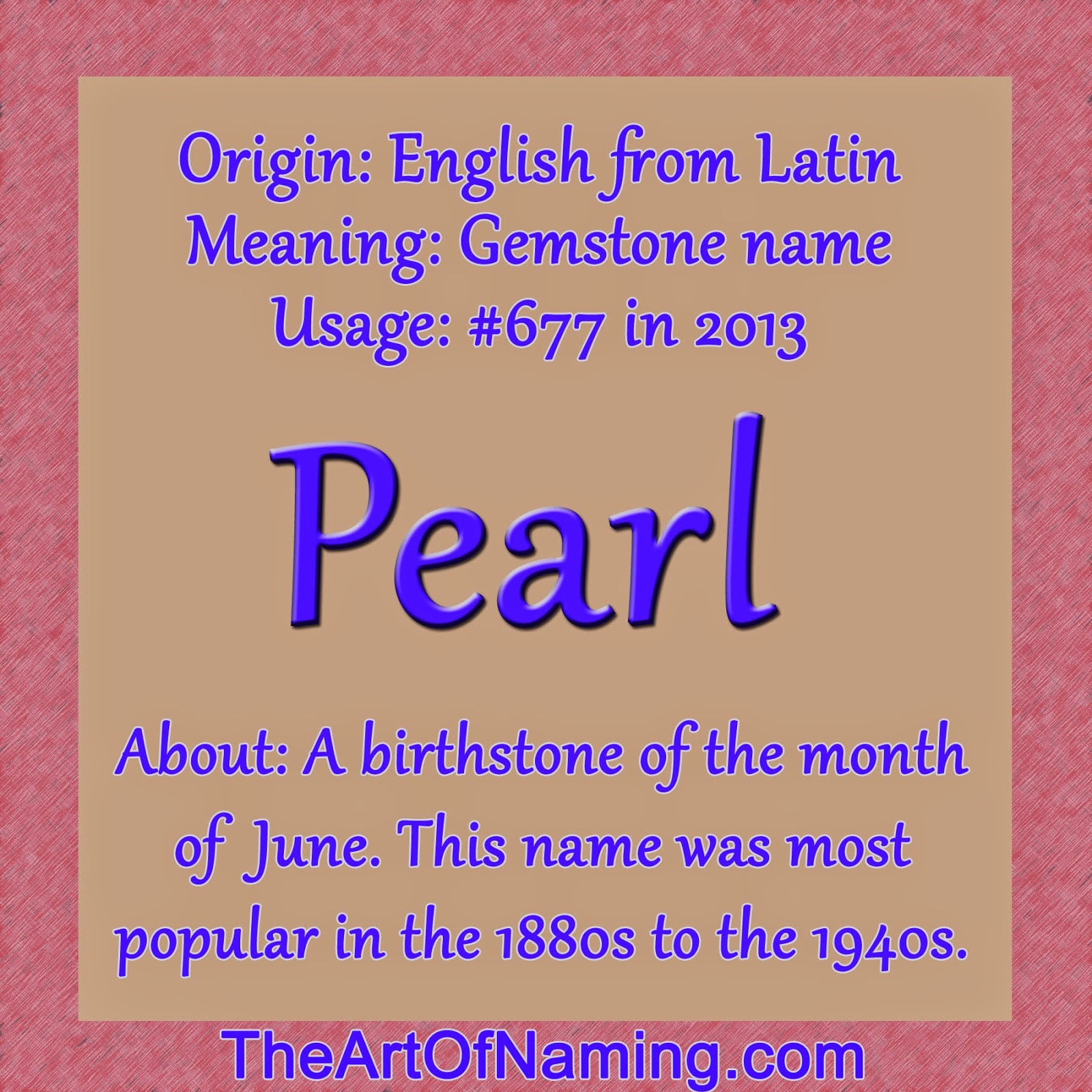 The Art Of Naming Pearl - cool girl names common in england