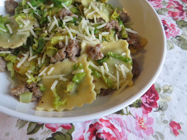 Ravioli with Sausage & Brussels Sprouts