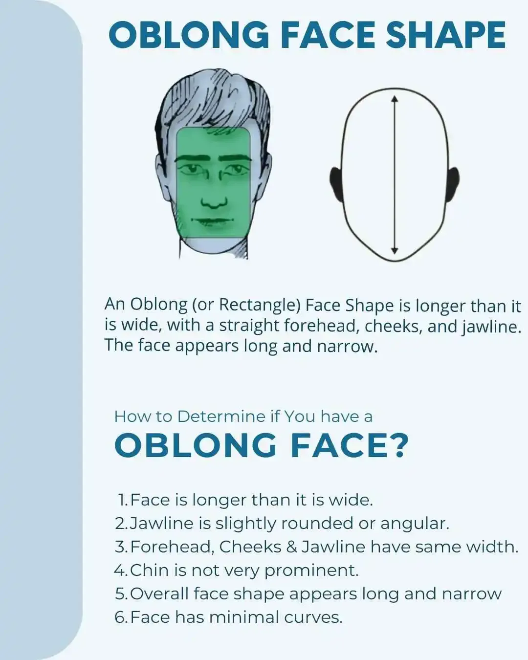 Oblong face shape characteristics