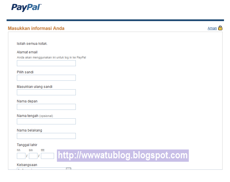 Cara mendaftar Paypal Gratis Online